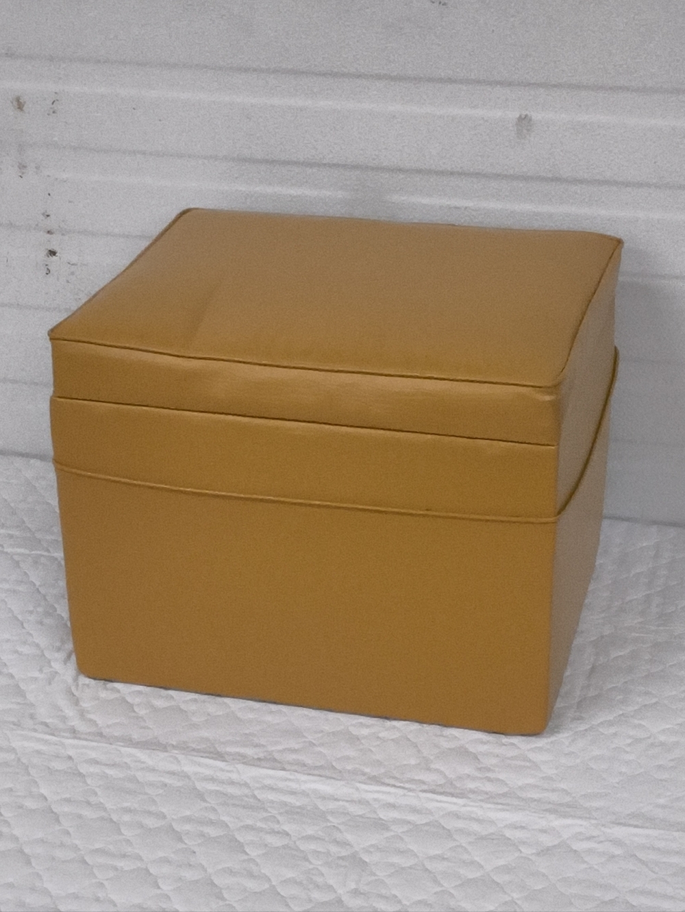 Retro-Chic Mustard Yellow Faux-Leather Storage Ottoman & Footstool